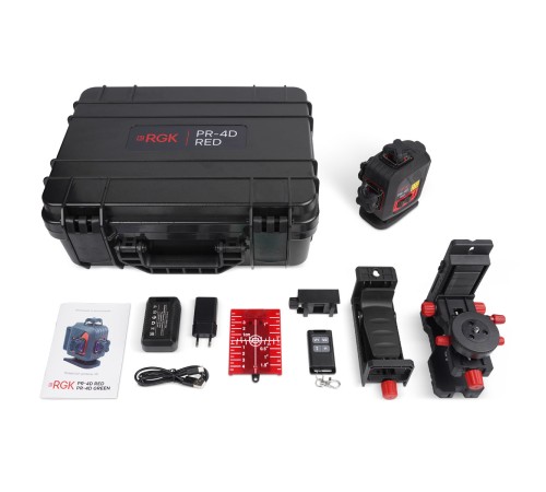 Лазерный уровень RGK PR-4D Red с красным лучом Лазерный уровень RGK PR-4D Red с красным лучом