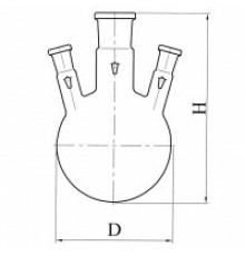 Колба круглодонная с тремя горловинами КГУ-3-1-2000-29/32-19/26